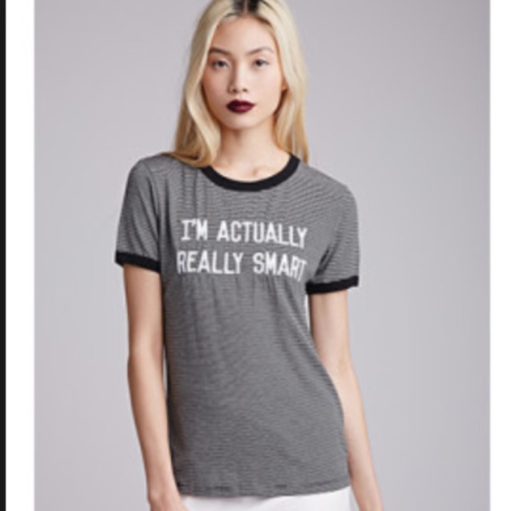 Striped embroidered ringer graphic tee. Like new.